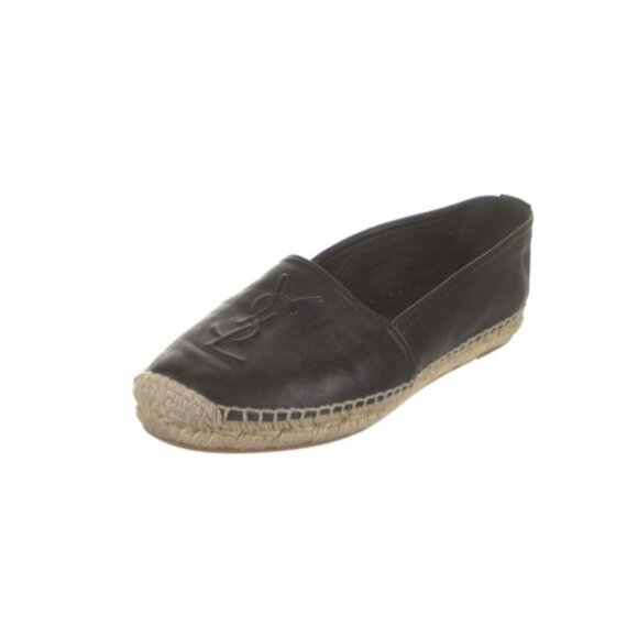 Saint Laurent Black Leather Espadrilles - Picture 3 of 7